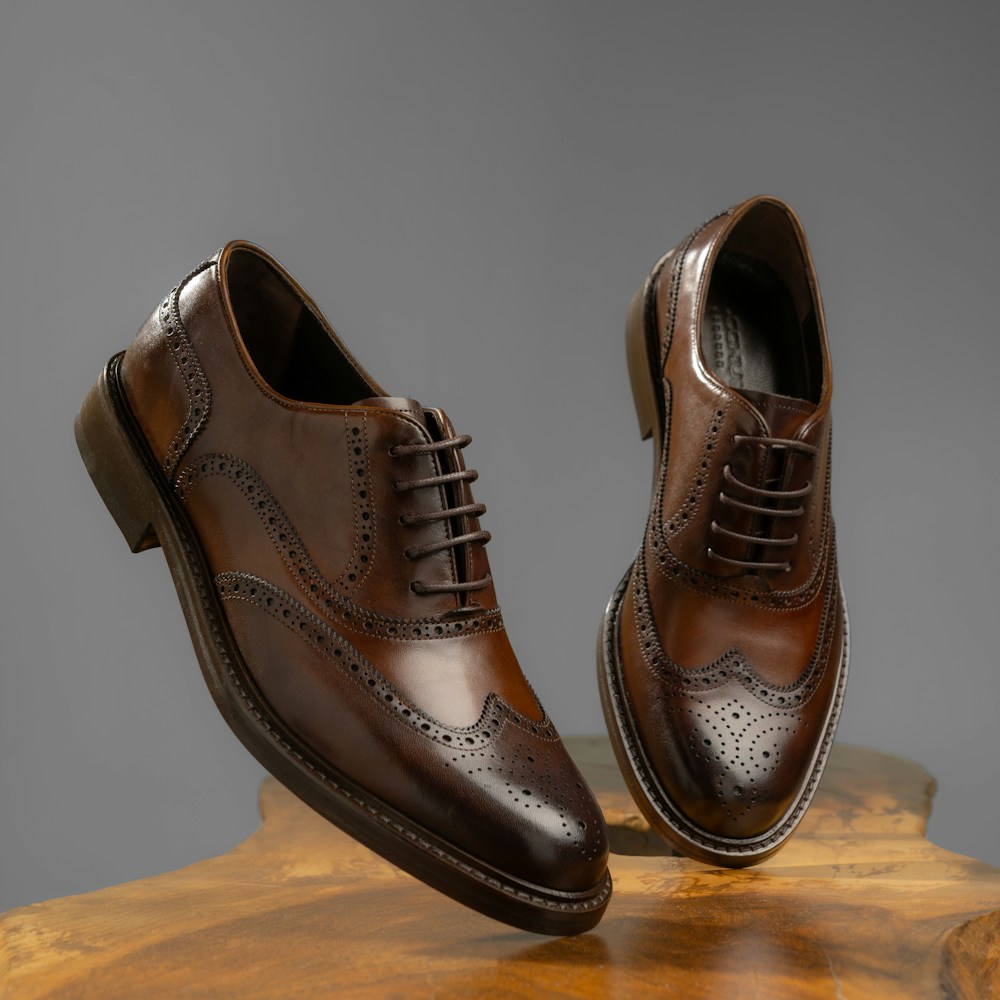 Leren veterschoenen cognac